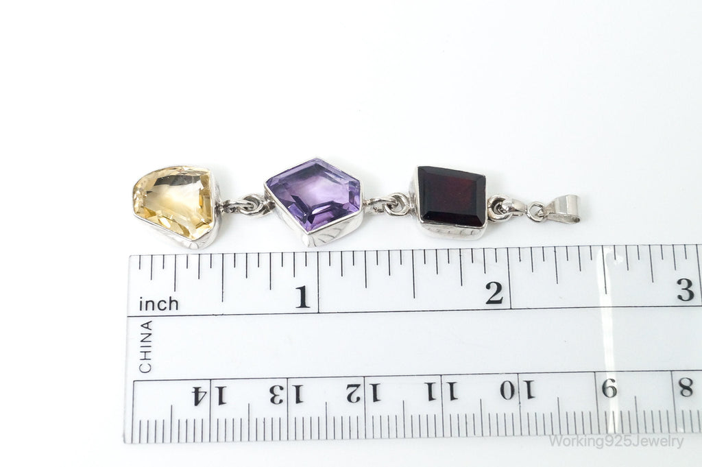 Vintage Multi Gem Sterling Silver Necklace Pendant | Jewelry > Necklaces > Pendants | Wiccan Center