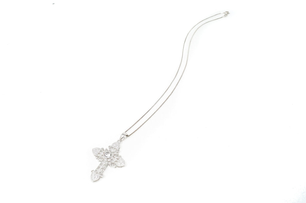 Vintage Cubic Zirconia Cross Heart Sterling Silver Pendant Necklace | Jewelry > Necklaces > Pendants | Wiccan Center