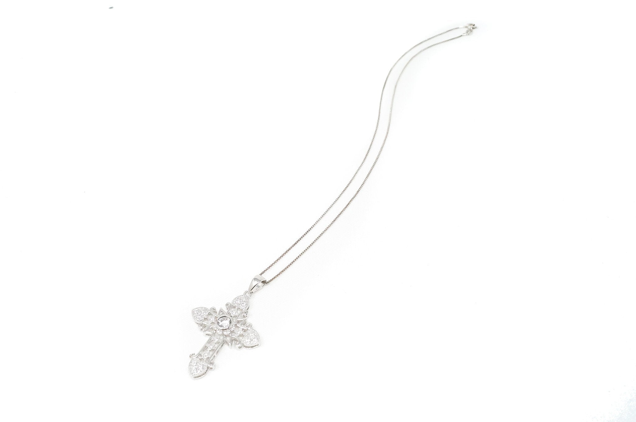 Vintage Cubic Zirconia Cross Heart Sterling Silver Pendant Necklace | Jewelry > Necklaces > Pendants | Wiccan Center