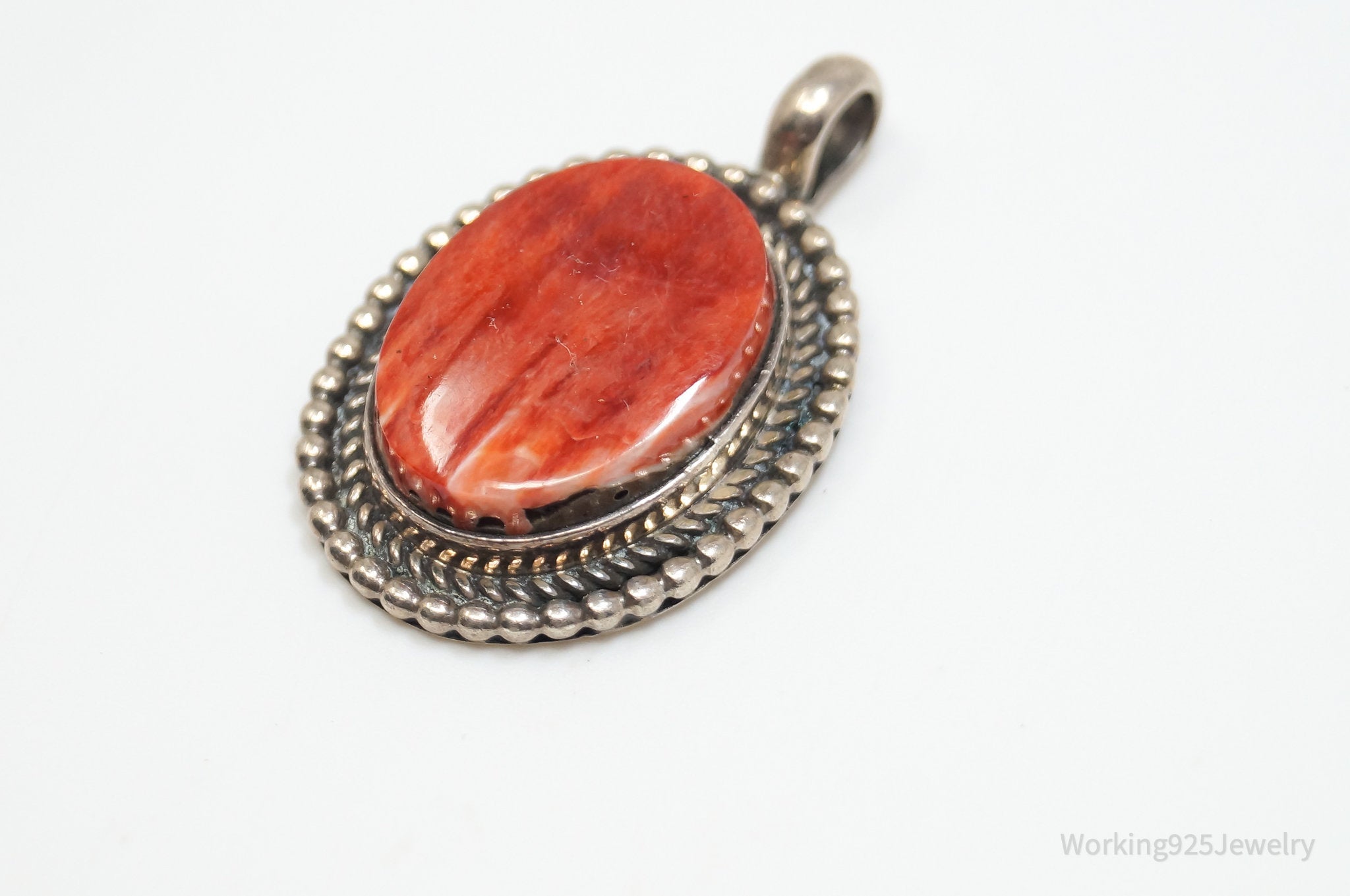 Vintage Handmade Native American EA Coral Sterling Silver Pendant | Jewelry > Necklaces > Pendants | Wiccan Center