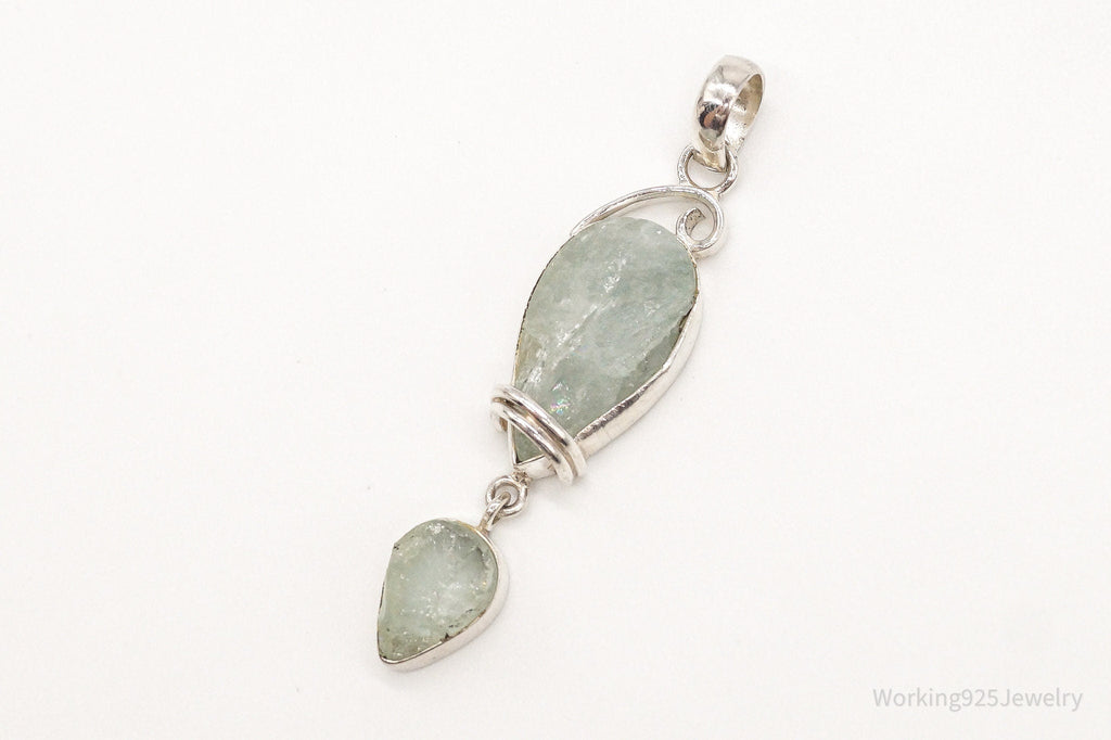 Vintage Designer SJ Large Green Calcite Sterling Silver Pendant | Jewelry > Necklaces > Pendants | Wiccan Center