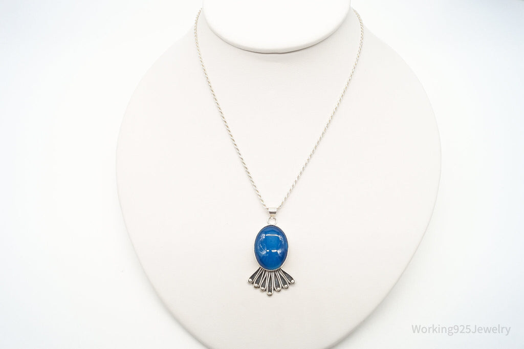 Vintage Deep Blue Chalcedony Sterling Silver Necklace | Jewelry > Necklaces > Pendants | Wiccan Center