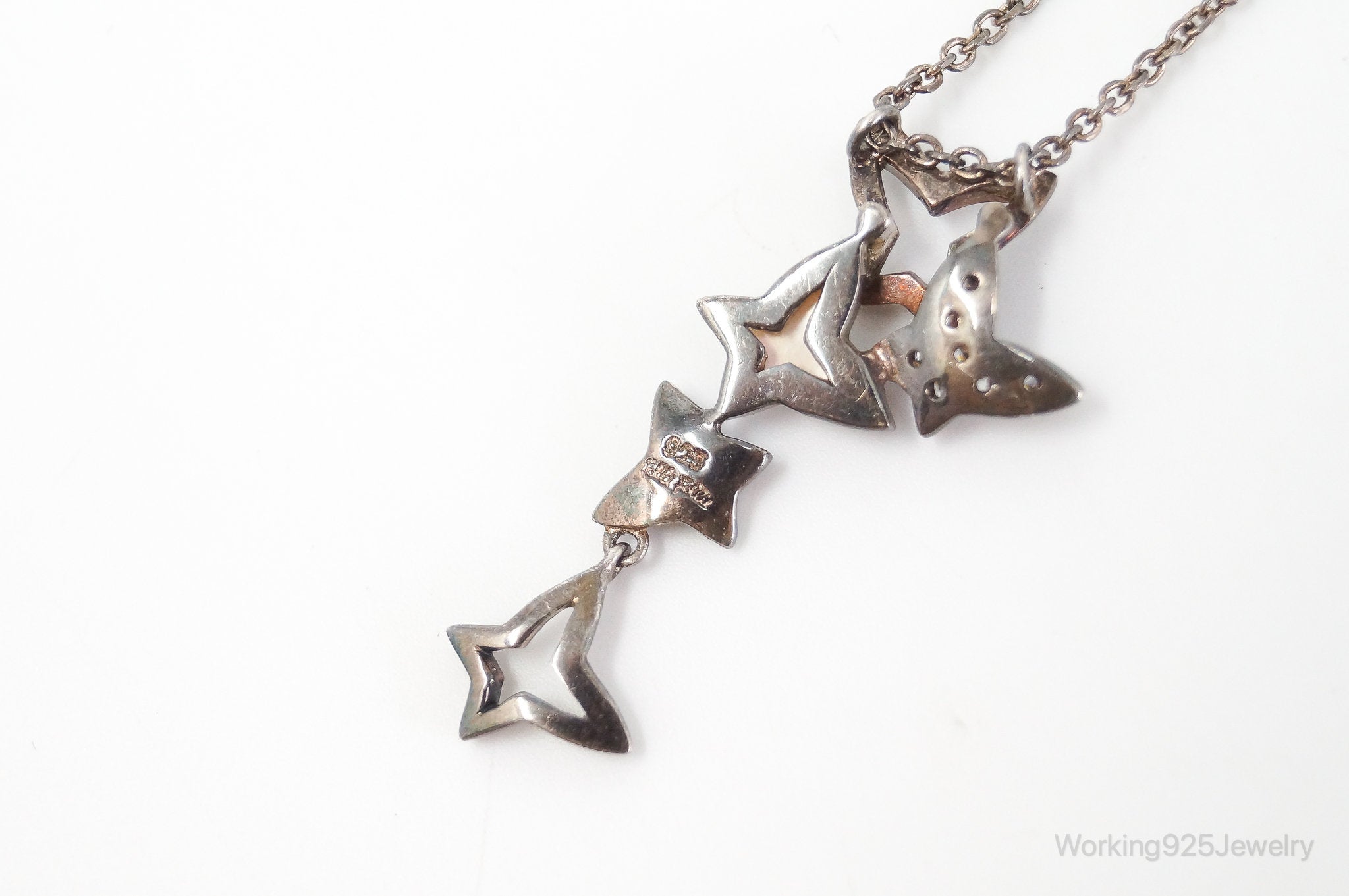 Folli Follie Mother Of Pearl Cubic Zirconia Butterflies Sterling Silver Necklace | Jewelry > Necklaces > Pendants | Wiccan Center