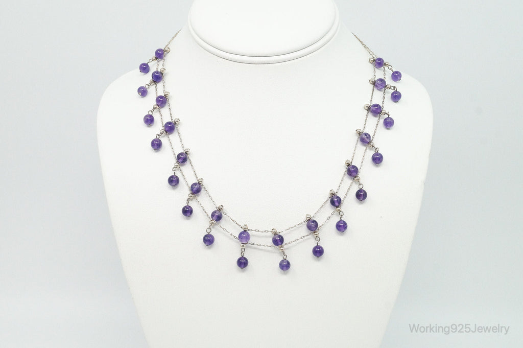 Vintage Double Strand Amethyst Sterling Silver Necklace | Jewelry > Necklaces > Pendants | Wiccan Center