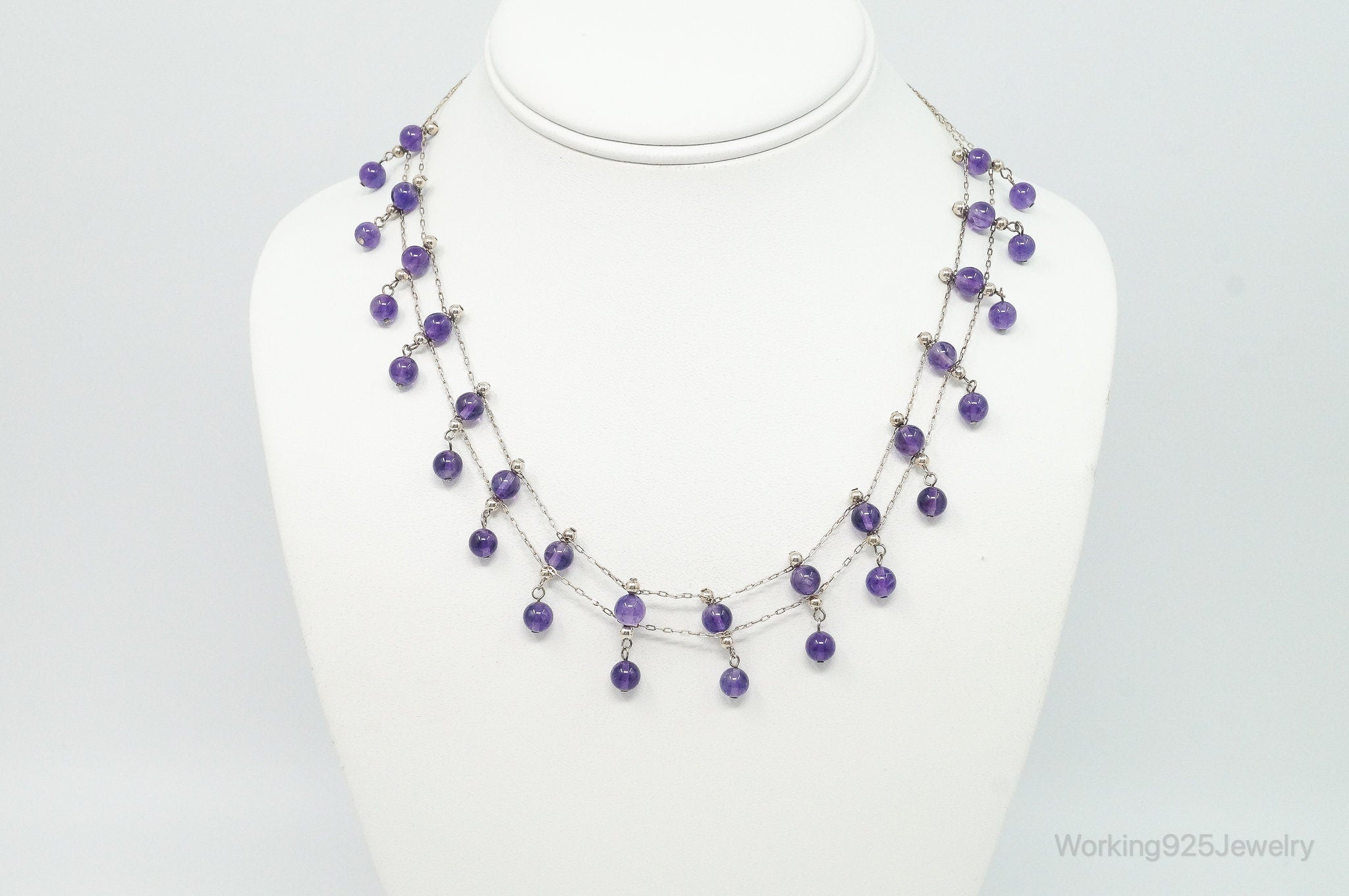 Vintage Double Strand Amethyst Sterling Silver Necklace | Jewelry > Necklaces > Pendants | Wiccan Center