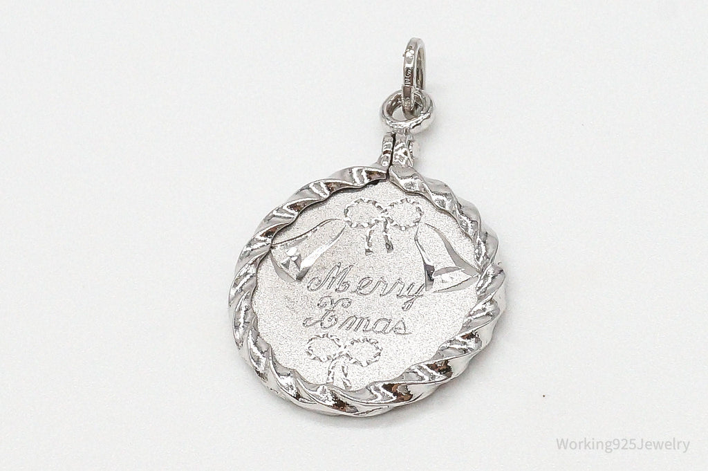 Vintage "Merry Xmas" Etched Bells Sterling Silver Pendant | Jewelry > Necklaces > Pendants | Wiccan Center