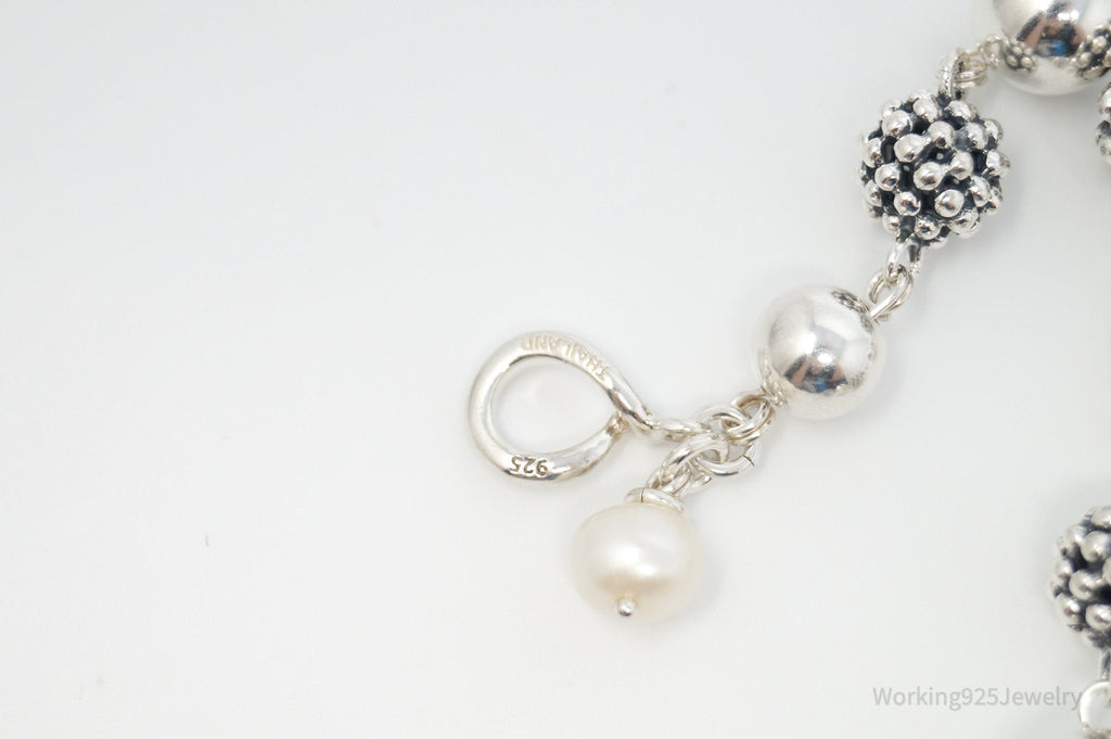 Vintage Designer Michael Dawkins Pearl Spotted Ball Sterling Silver Bracelet | Jewelry > Bracelets | Wiccan Center