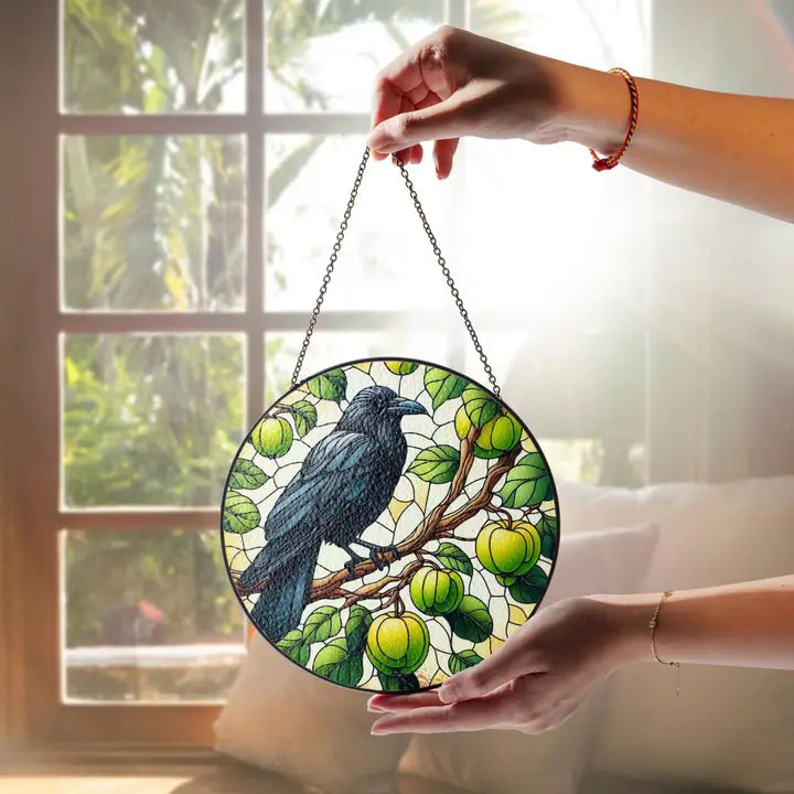 Green Raven Suncatcher | Gifts | Wiccan Center