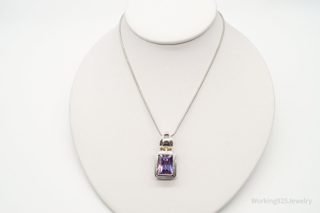 Vintage Large Purple Cubic Zirconia Sterling Silver Necklace | Jewelry > Necklaces > Pendants | Wiccan Center