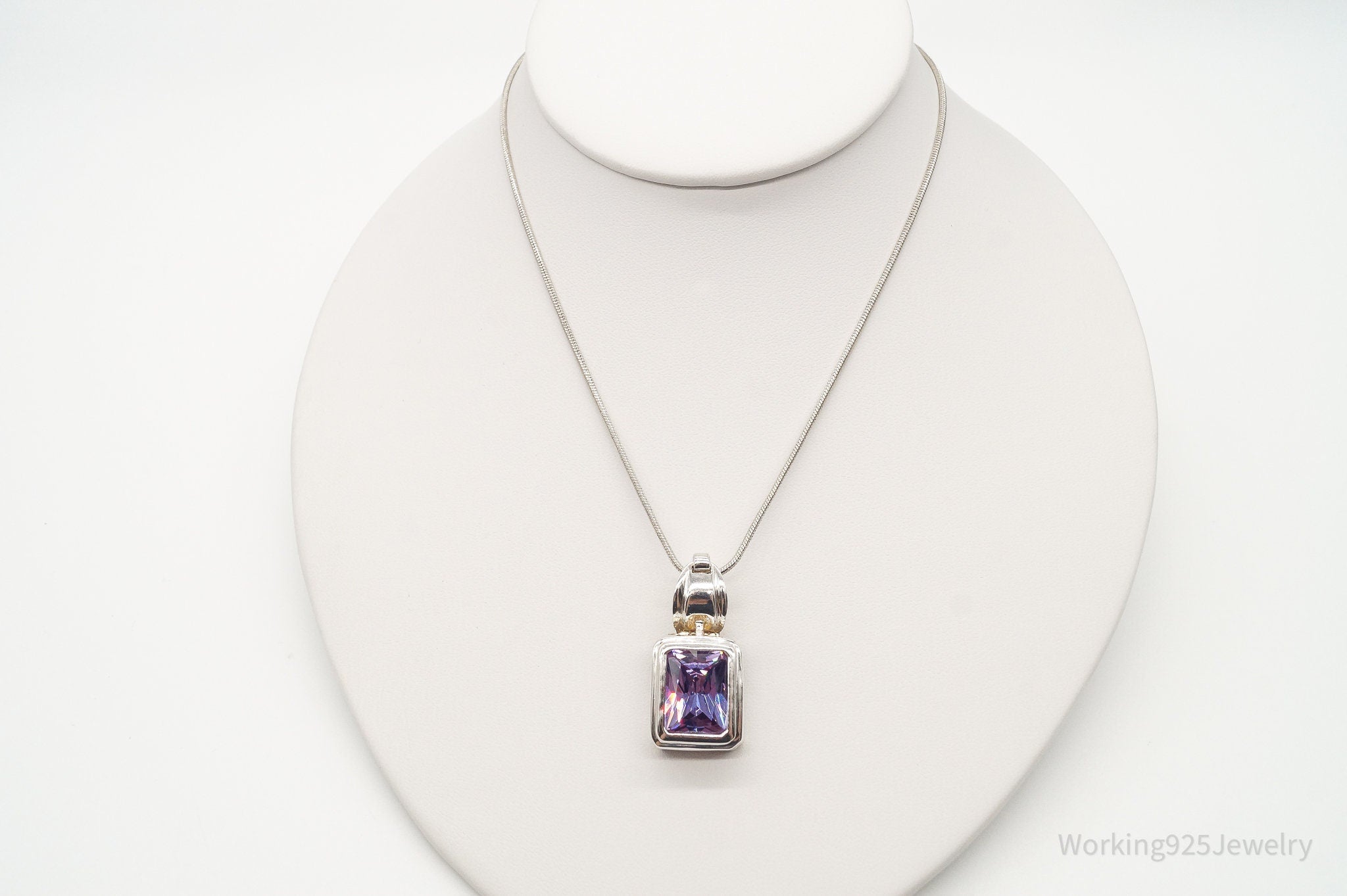 Vintage Large Purple Cubic Zirconia Sterling Silver Necklace | Jewelry > Necklaces > Pendants | Wiccan Center
