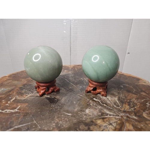 1.88LB 2Pcs A Set Of Natural Jade Crystal Jasper Sphere Ball Polished W/Stands | | Wiccan Center