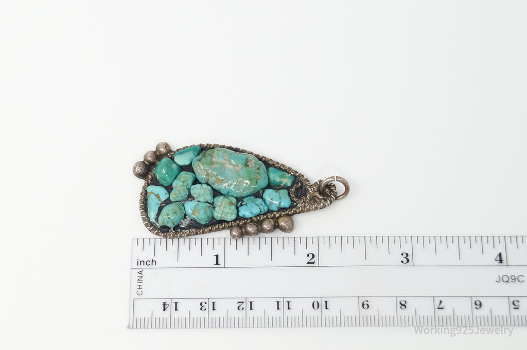 Vintage Handmade Native American RC Turquoise Sterling Silver Pendant | Jewelry > Necklaces > Pendants | Wiccan Center
