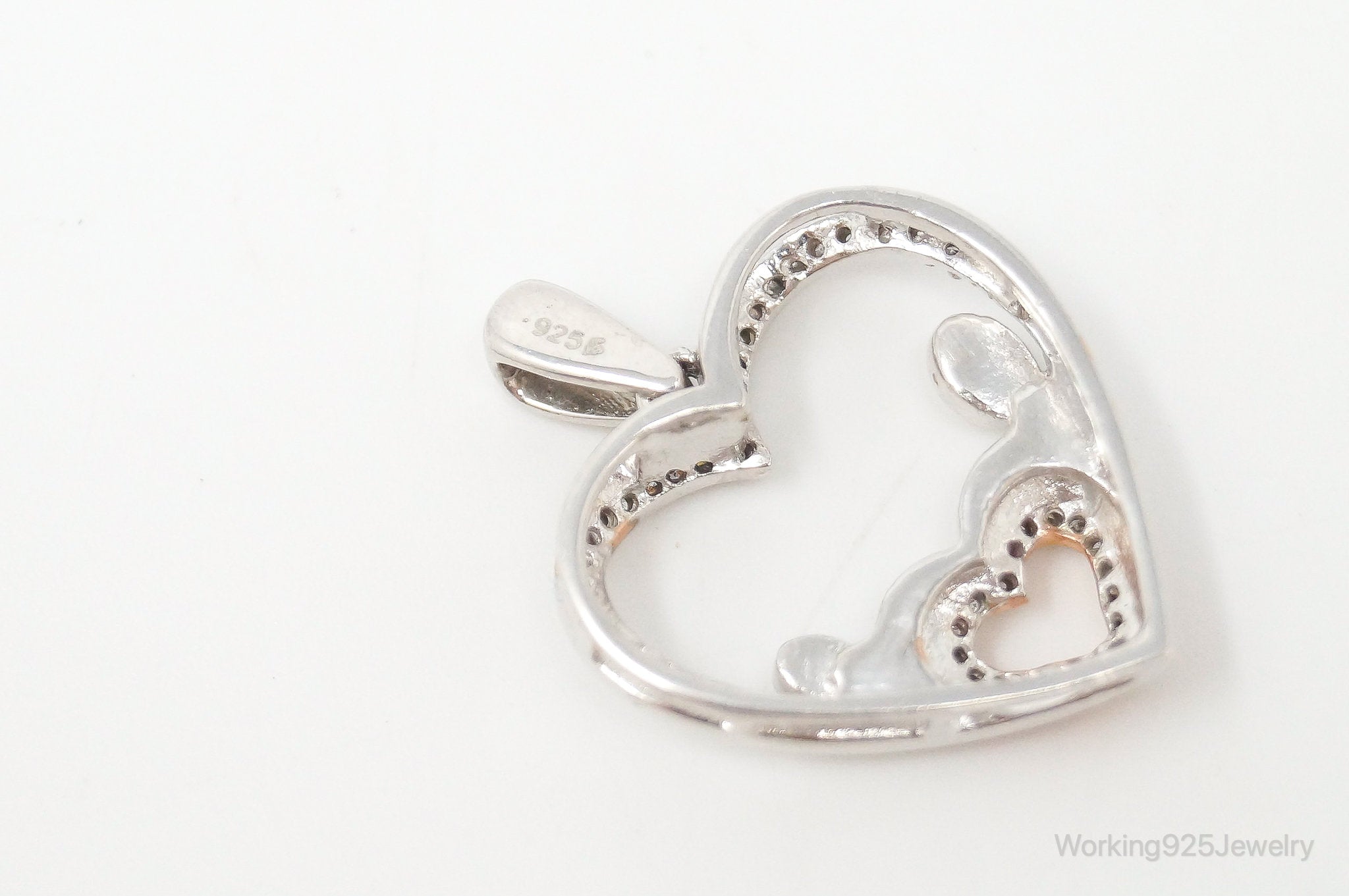 Cubic Zirconia Rose Gold Vermeil Sterling Silver Heart Necklace Pendant | Jewelry > Necklaces > Pendants | Wiccan Center