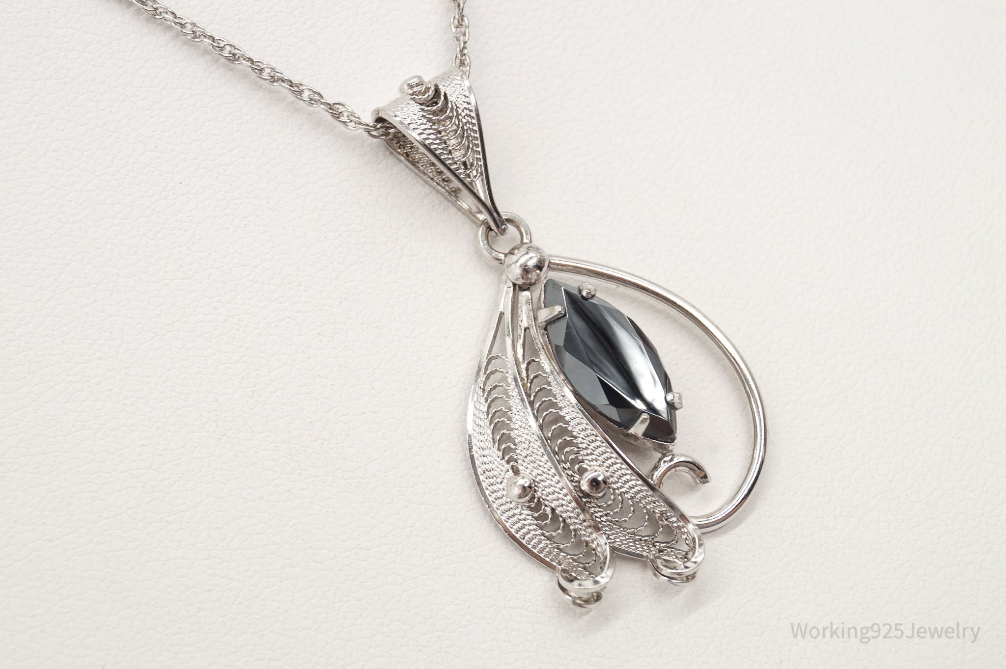 Vintage Designer Sorrento Hematite Filigree Sterling Silver Necklace | Jewelry > Necklaces > Pendants | Wiccan Center