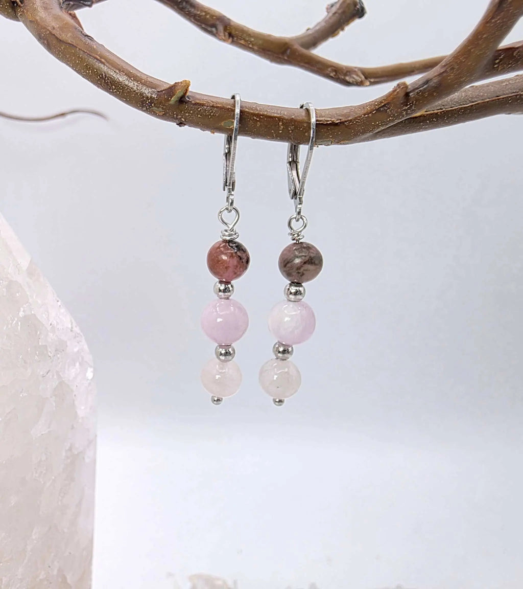 I AM ENOUGH -Kunzite, Rose Quartz, Rhodonite Gem Jewelry Set | Jewelry Set | Wiccan Center