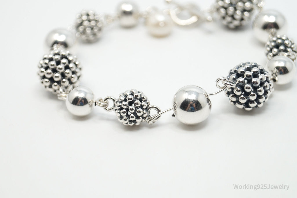 Vintage Designer Michael Dawkins Pearl Spotted Ball Sterling Silver Bracelet | Jewelry > Bracelets | Wiccan Center