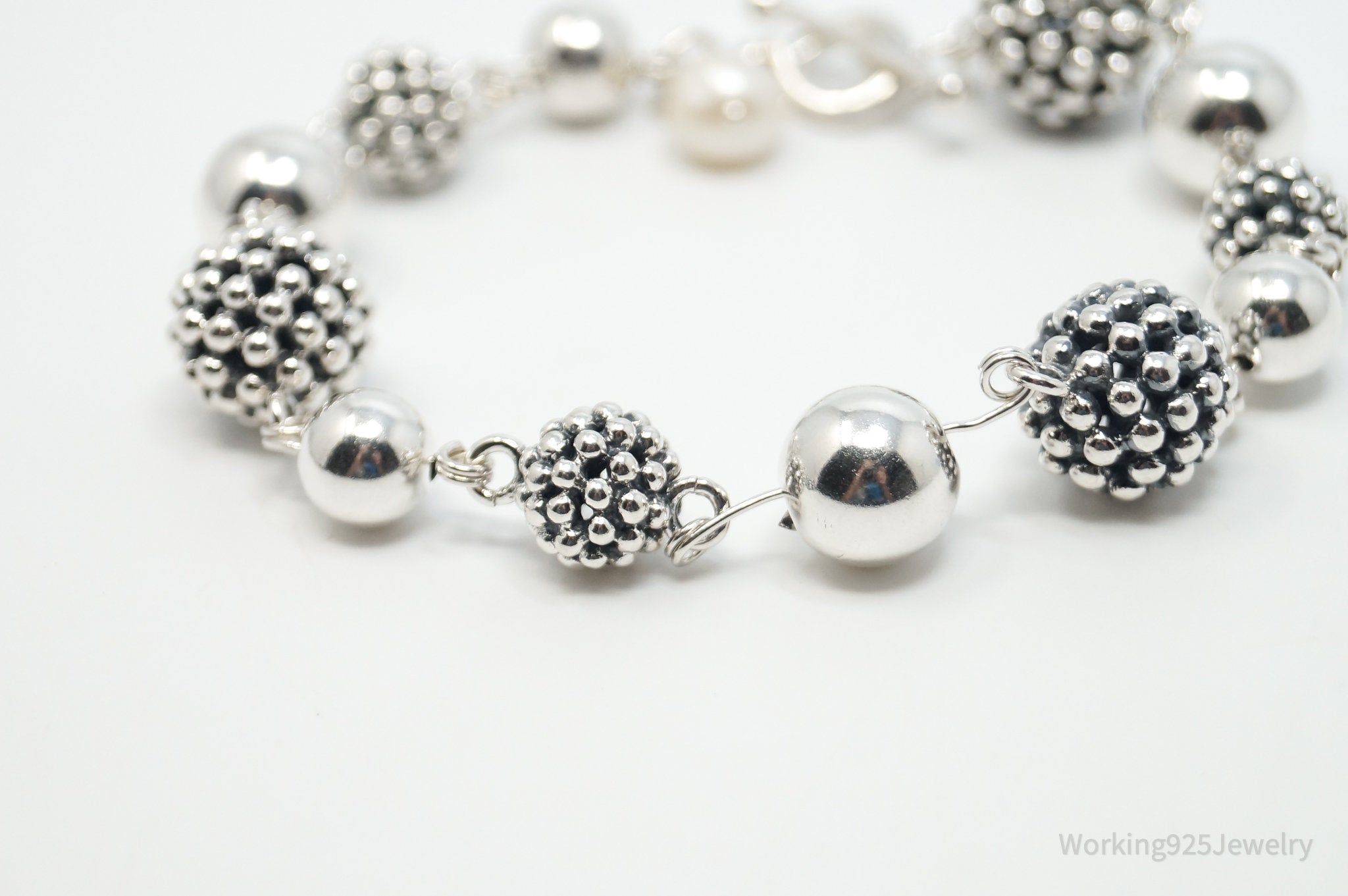 Vintage Designer Michael Dawkins Pearl Spotted Ball Sterling Silver Bracelet | Jewelry > Bracelets | Wiccan Center