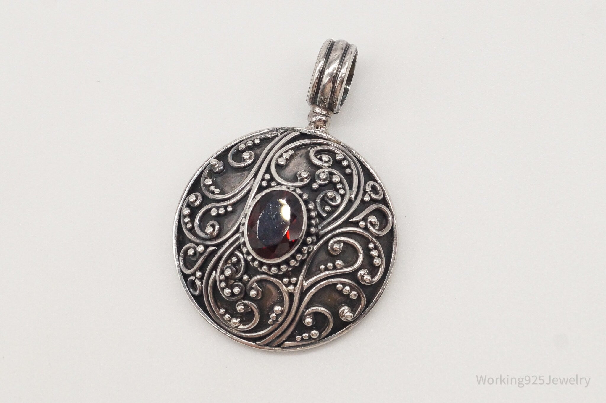 Large Designer BA Suarti Garnet Sterling Silver Pendant | Jewelry > Necklaces > Pendants | Wiccan Center