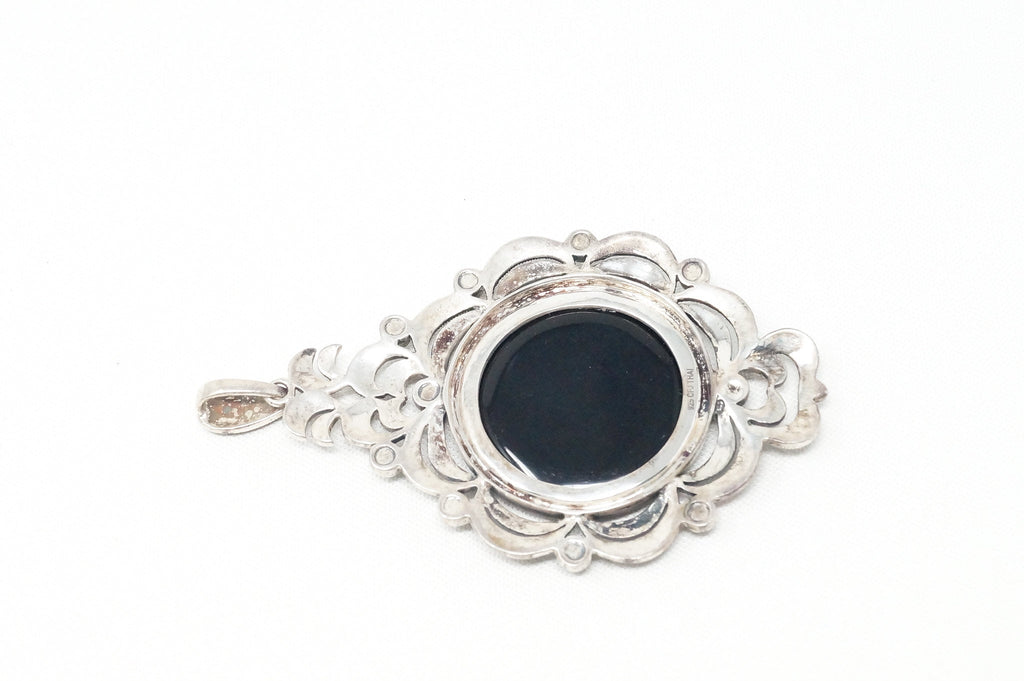 Vtg Carved Cameo Mother Of Pearl Marcasite Sterling Silver Necklace Pendant | Jewelry > Necklaces > Pendants | Wiccan Center