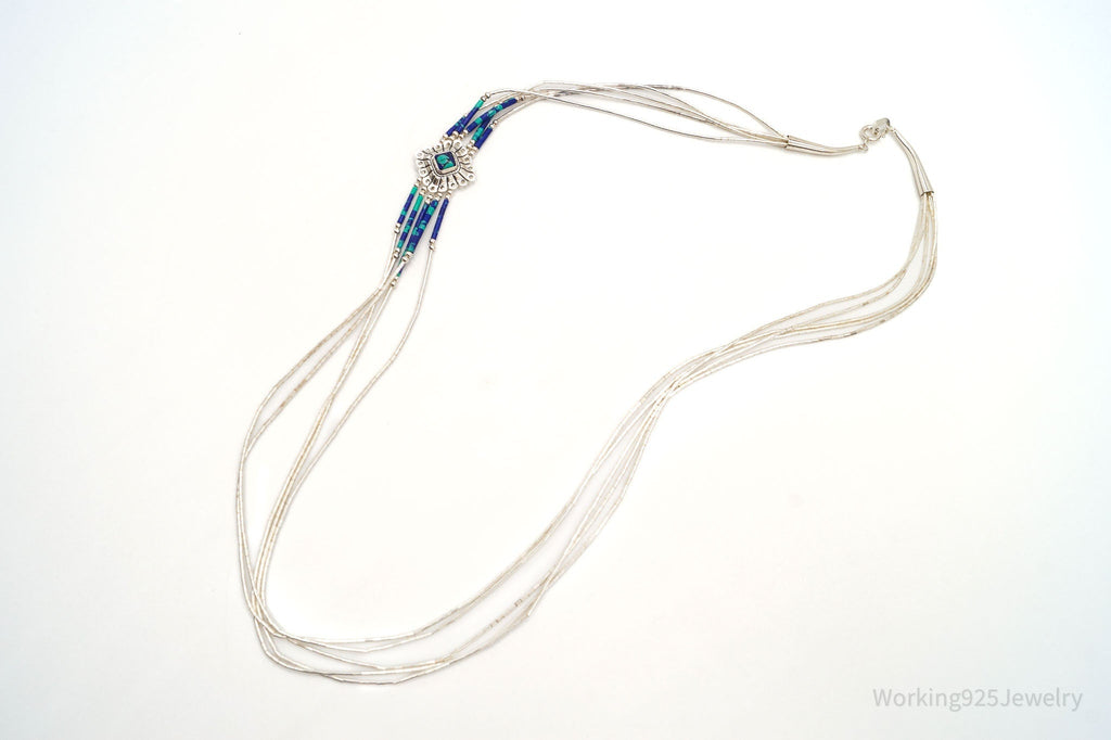 Vintage Native American Azurite Bead Concho Sterling Silver Chain Necklace | Jewelry > Necklaces | Wiccan Center