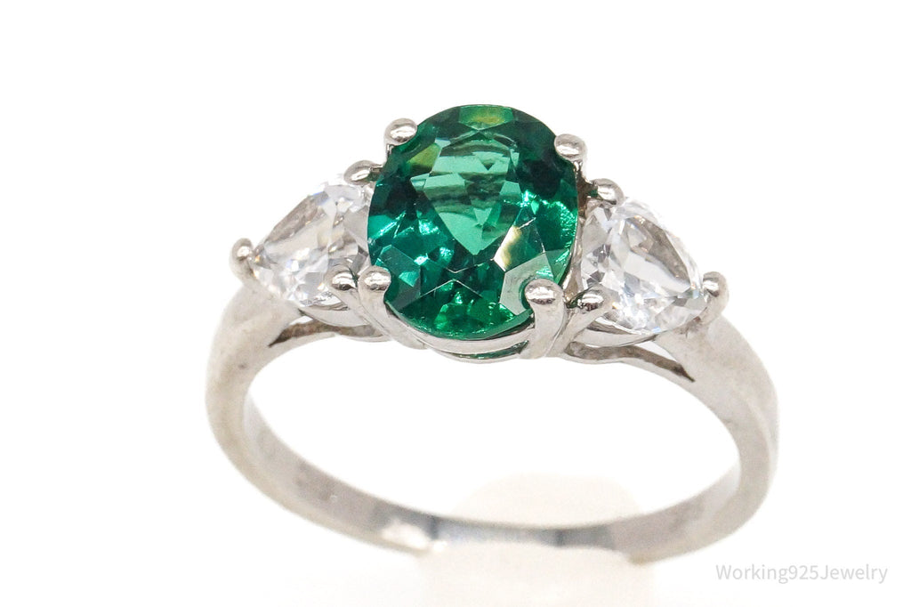 Vintage SAI Lab Emerald White Sterling Silver Ring - Size 7.75 | Jewelry > Rings | Wiccan Center