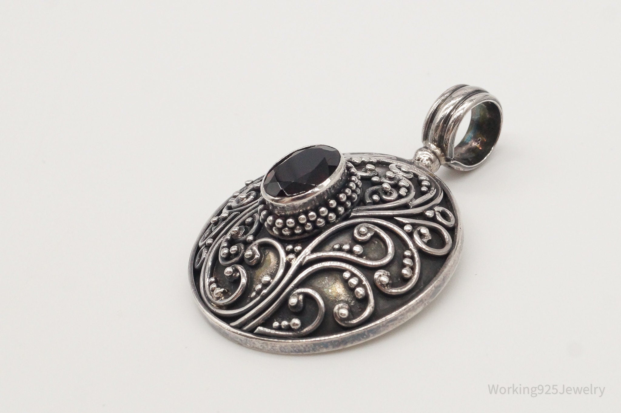 Large Designer BA Suarti Garnet Sterling Silver Pendant | Jewelry > Necklaces > Pendants | Wiccan Center