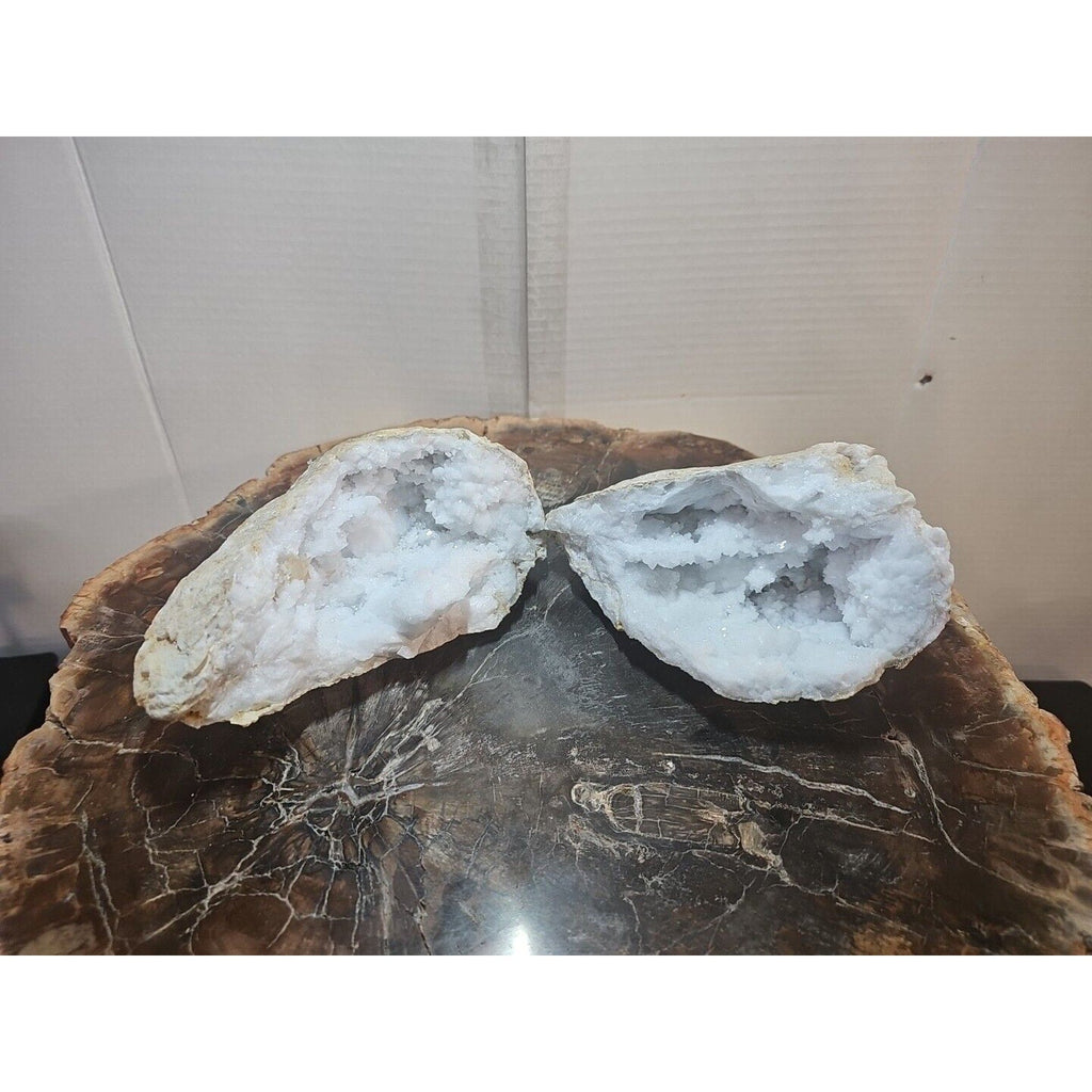 Moroccan Quartz Geode Pair with Display Stands — 3.88 lbs | CrystalCloud Company | Geodes & Clusters | Wiccan Center