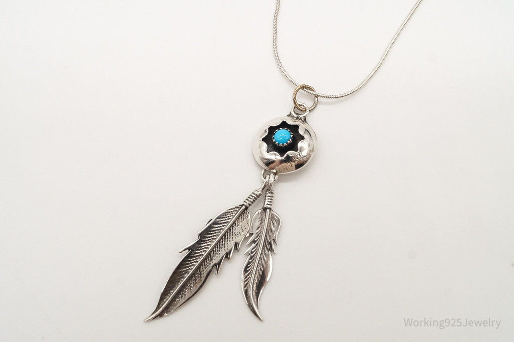 Vintage Native American Turquoise Sterling Silver Necklace | Jewelry > Necklaces > Pendants | Wiccan Center