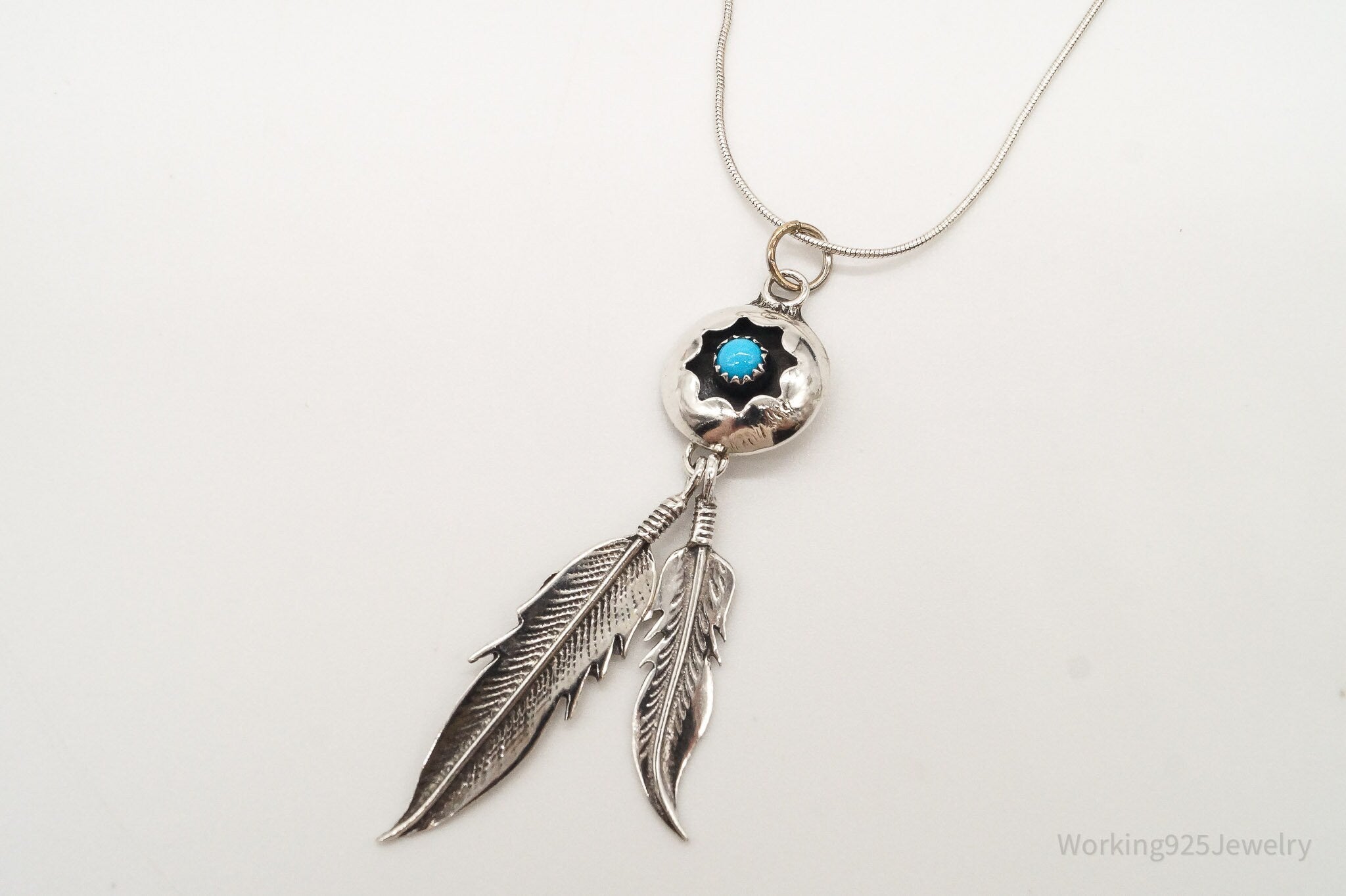 Vintage Native American Turquoise Sterling Silver Necklace | Jewelry > Necklaces > Pendants | Wiccan Center