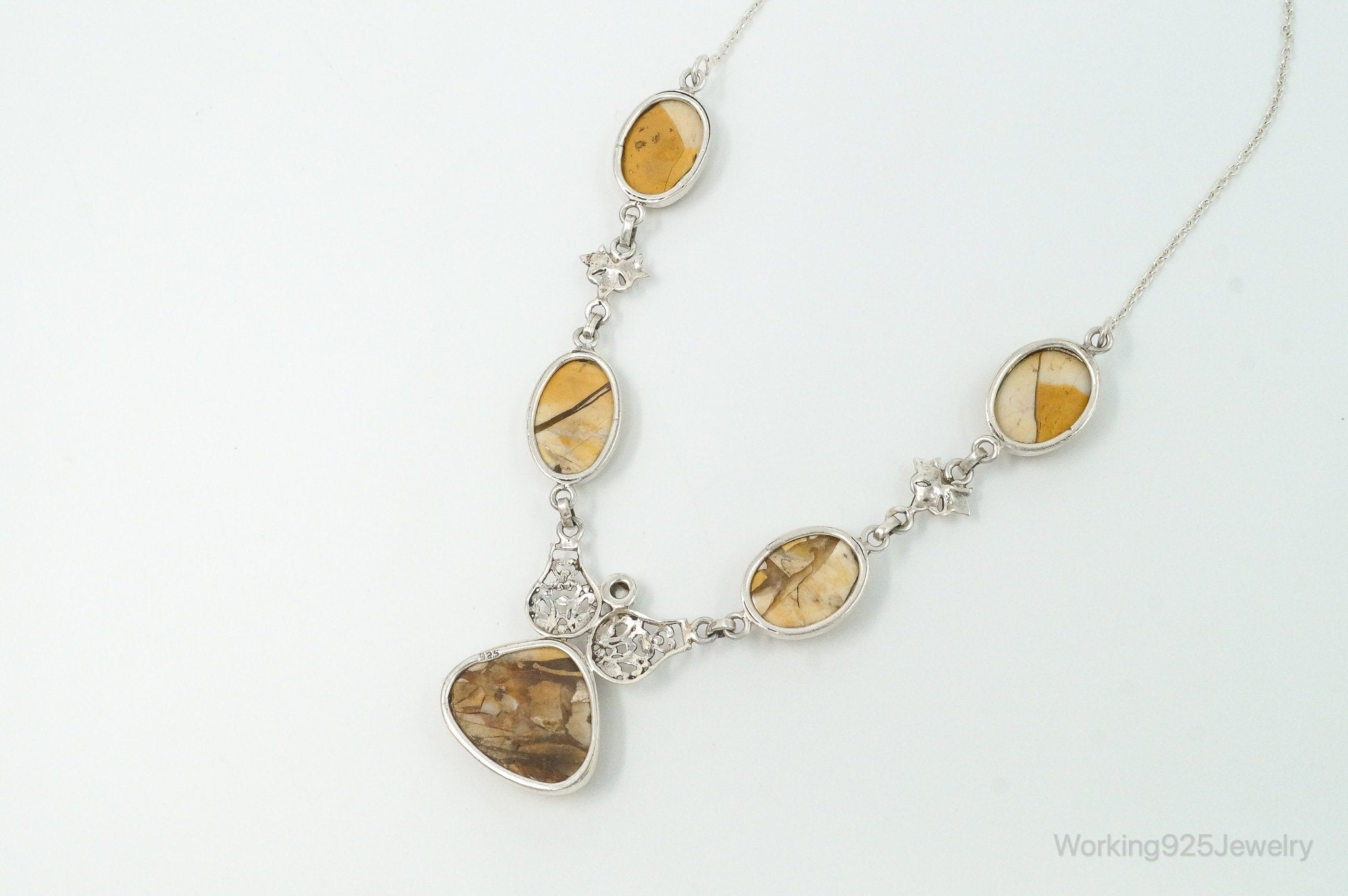 Vintage Brecciated Mookaite Jasper Pearl Sterling Silver Necklace | Jewelry > Necklaces > Pendants | Wiccan Center