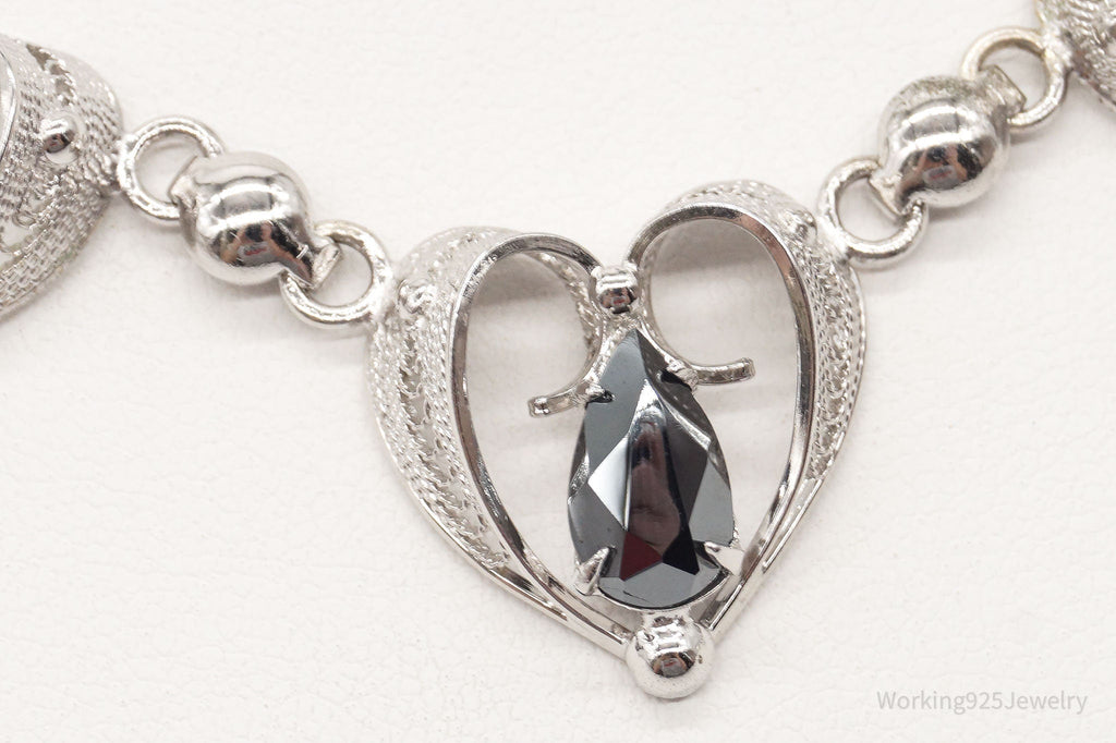 Vintage Designer Sorrento Hematite Filigree Hearts Sterling Silver Necklace | Jewelry > Necklaces > Pendants | Wiccan Center
