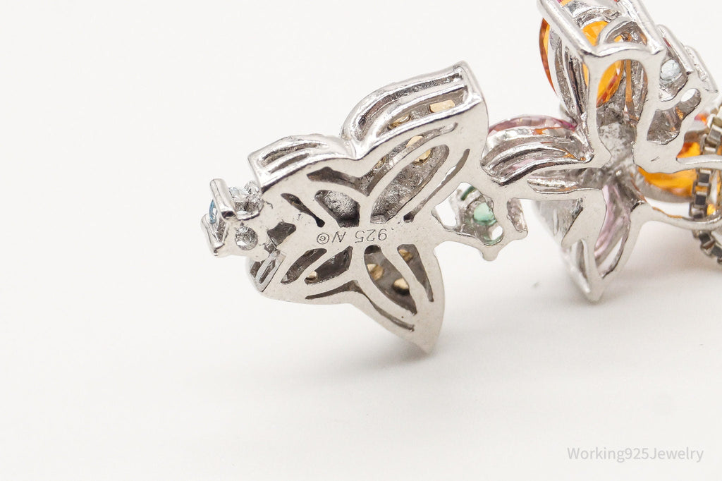 Vintage Multiple Gemstone Butterflies Sterling Silver Necklace | Jewelry > Necklaces > Pendants | Wiccan Center