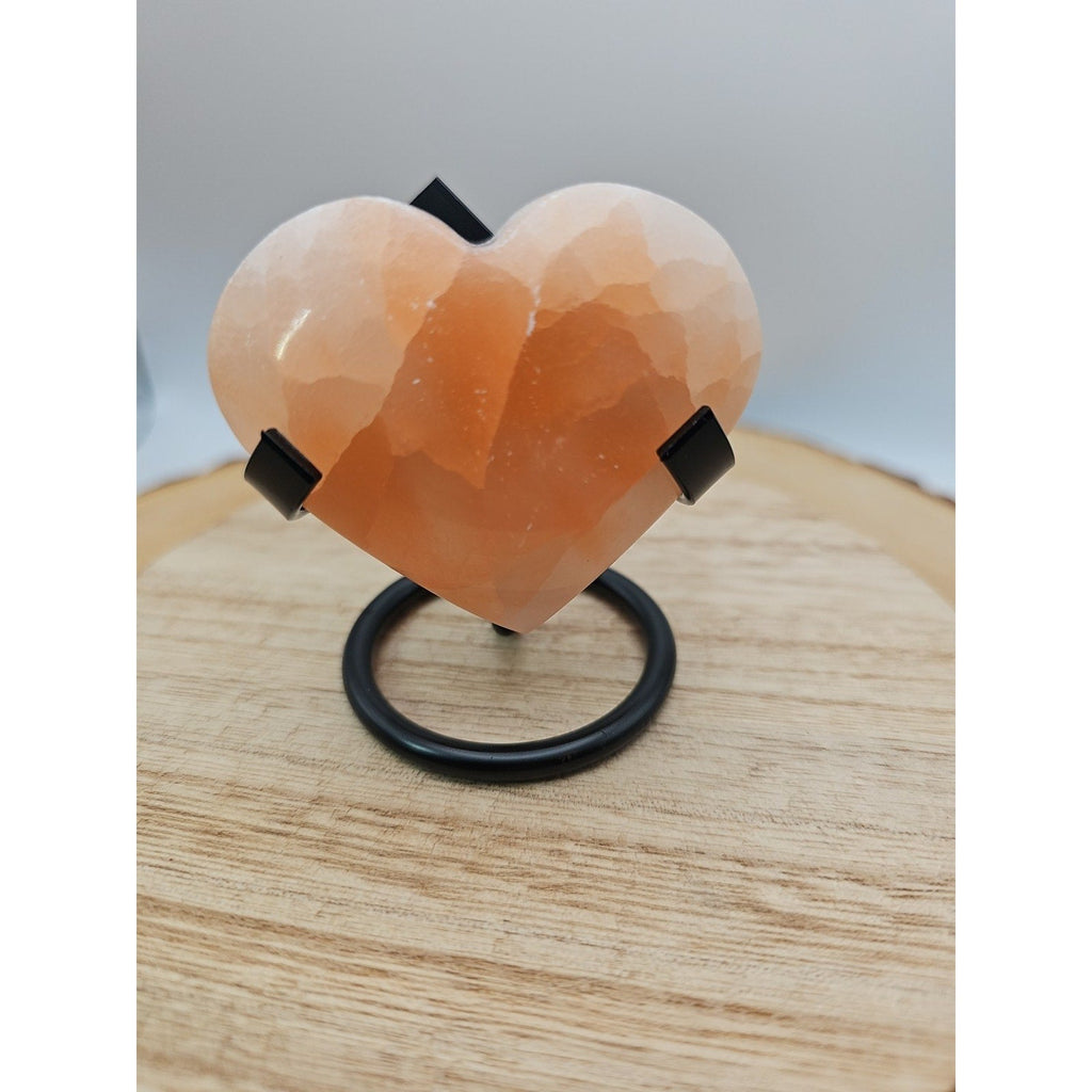 Peach Selenite Palm Stone W/stand 1each | Palm Stones & Tumbled Crystals | Wiccan Center