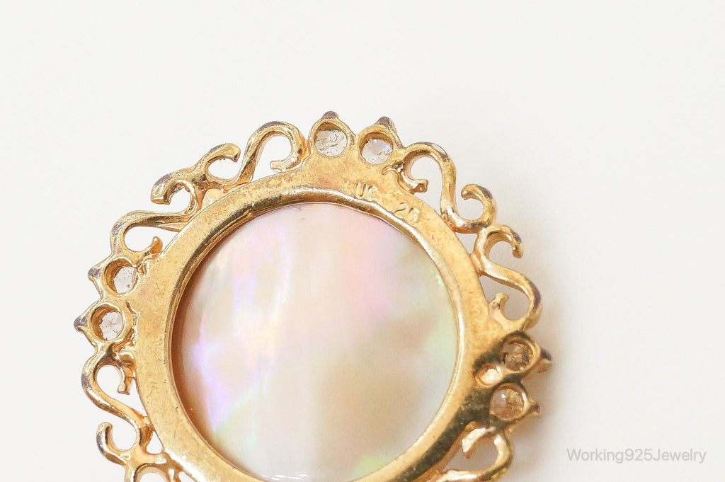 Vintage Pearl Gold Vermeil Cubic Zirconia Sterling Silver Pendant | Jewelry > Necklaces > Pendants | Wiccan Center