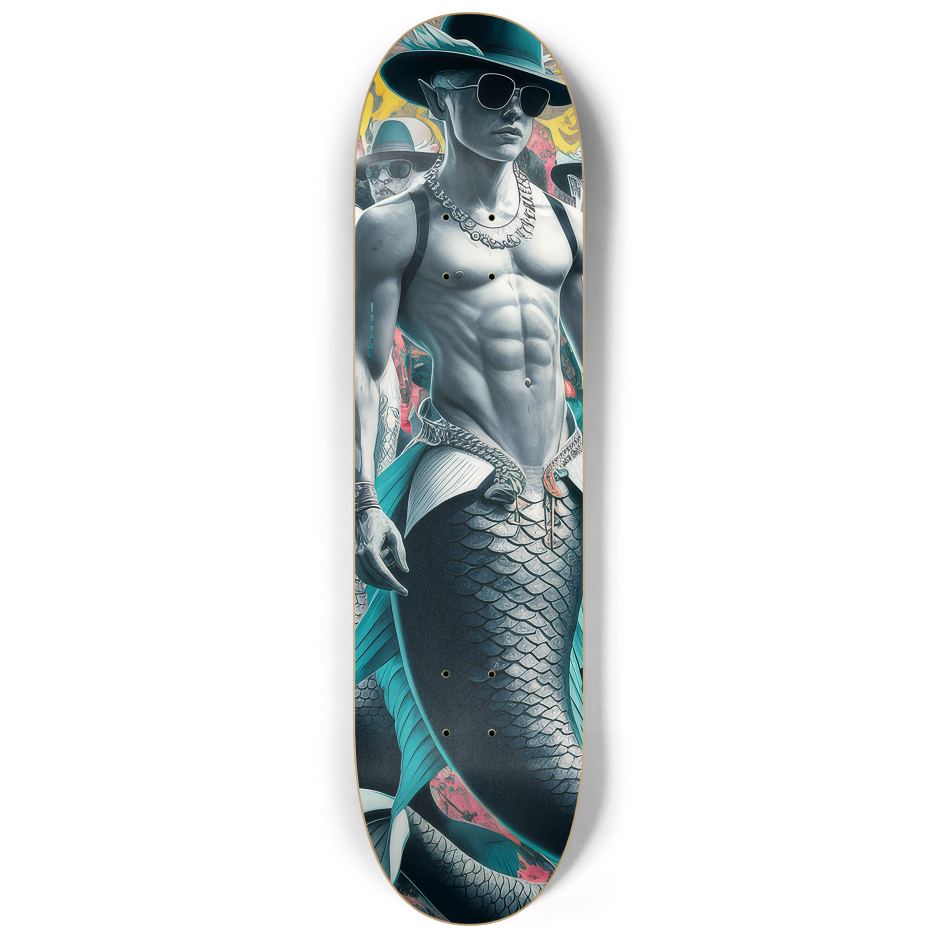 3 Skateboard Series Art - Macho Mermen | Skateboard | Wiccan Center