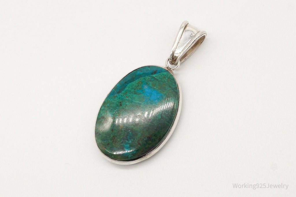 Vintage Large Chrysocolla 950 Silver Pendant | Jewelry > Necklaces > Pendants | Wiccan Center