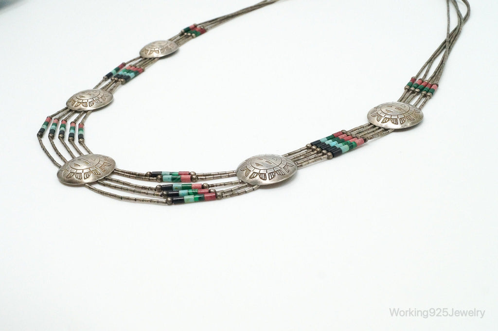 Vintage Native American Multi Gem Bead Kachina Sterling Silver Necklace | Jewelry > Necklaces > Pendants | Wiccan Center
