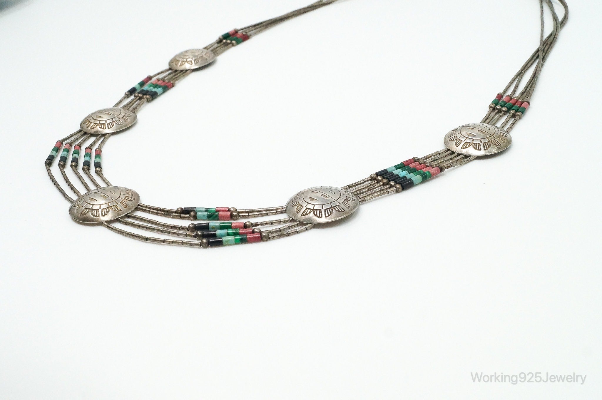 Vintage Native American Multi Gem Bead Kachina Sterling Silver Necklace | Jewelry > Necklaces > Pendants | Wiccan Center