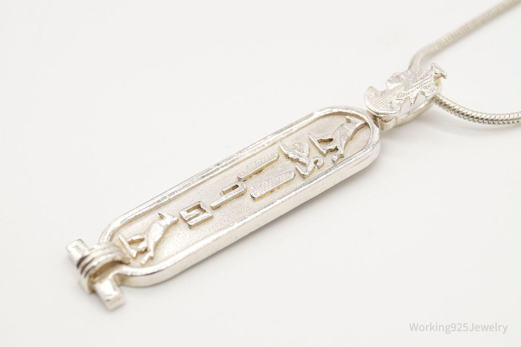 Vintage Large Egyptian Cartouche Sterling Silver Necklace | Jewelry > Necklaces > Pendants | Wiccan Center