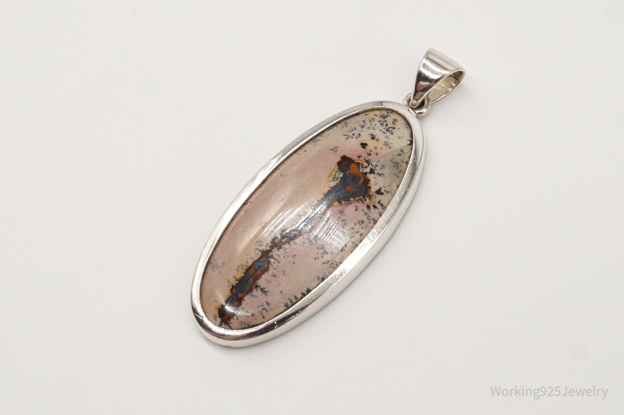 Vintage Long Dendrite Jasper Sterling Silver Pendant | Jewelry > Necklaces > Pendants | Wiccan Center