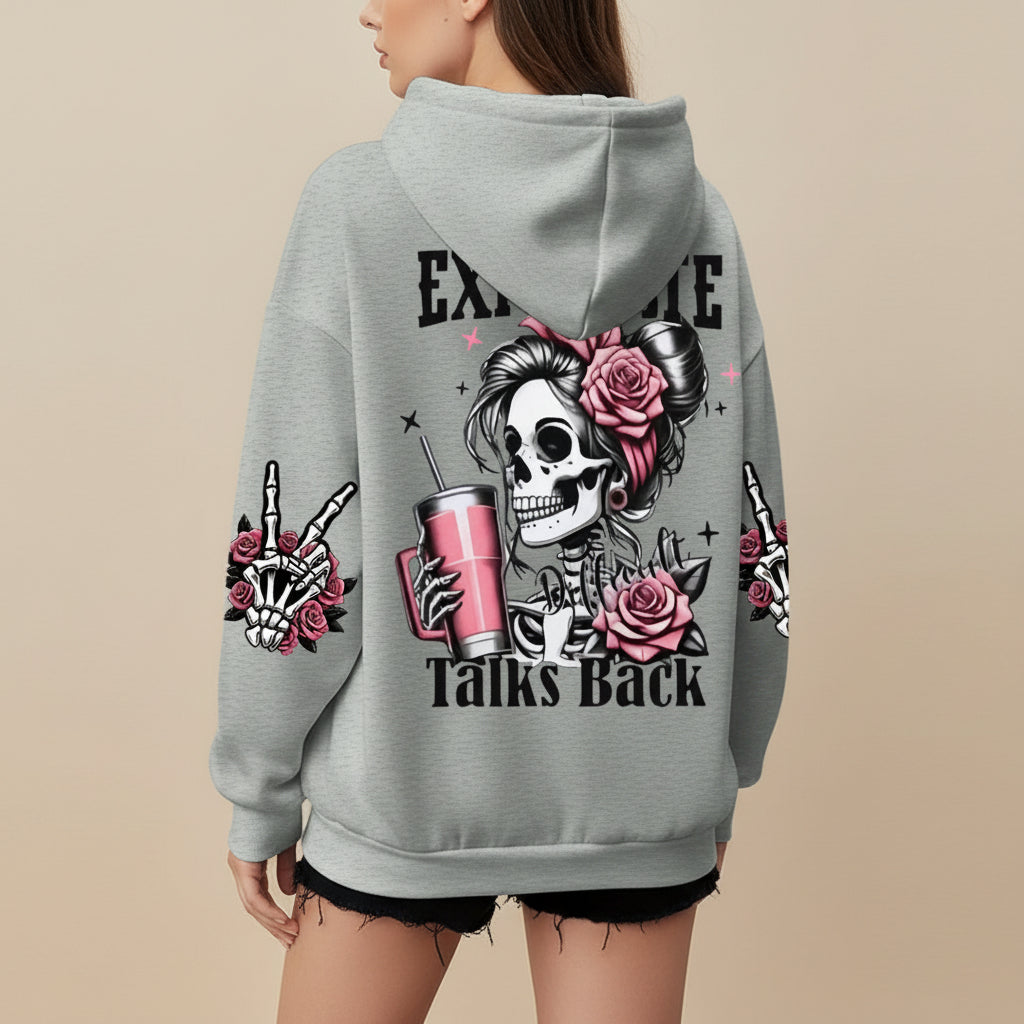 Women's Skull & Letter Print Long-Sleeve Sweatshirt | Hoodies | Wiccan Center