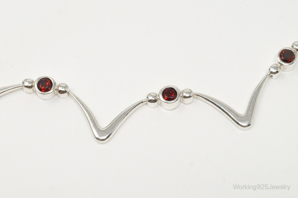 Vintage Modernist Style Garnet Sterling Silver Necklace | Jewelry > Necklaces > Pendants | Wiccan Center
