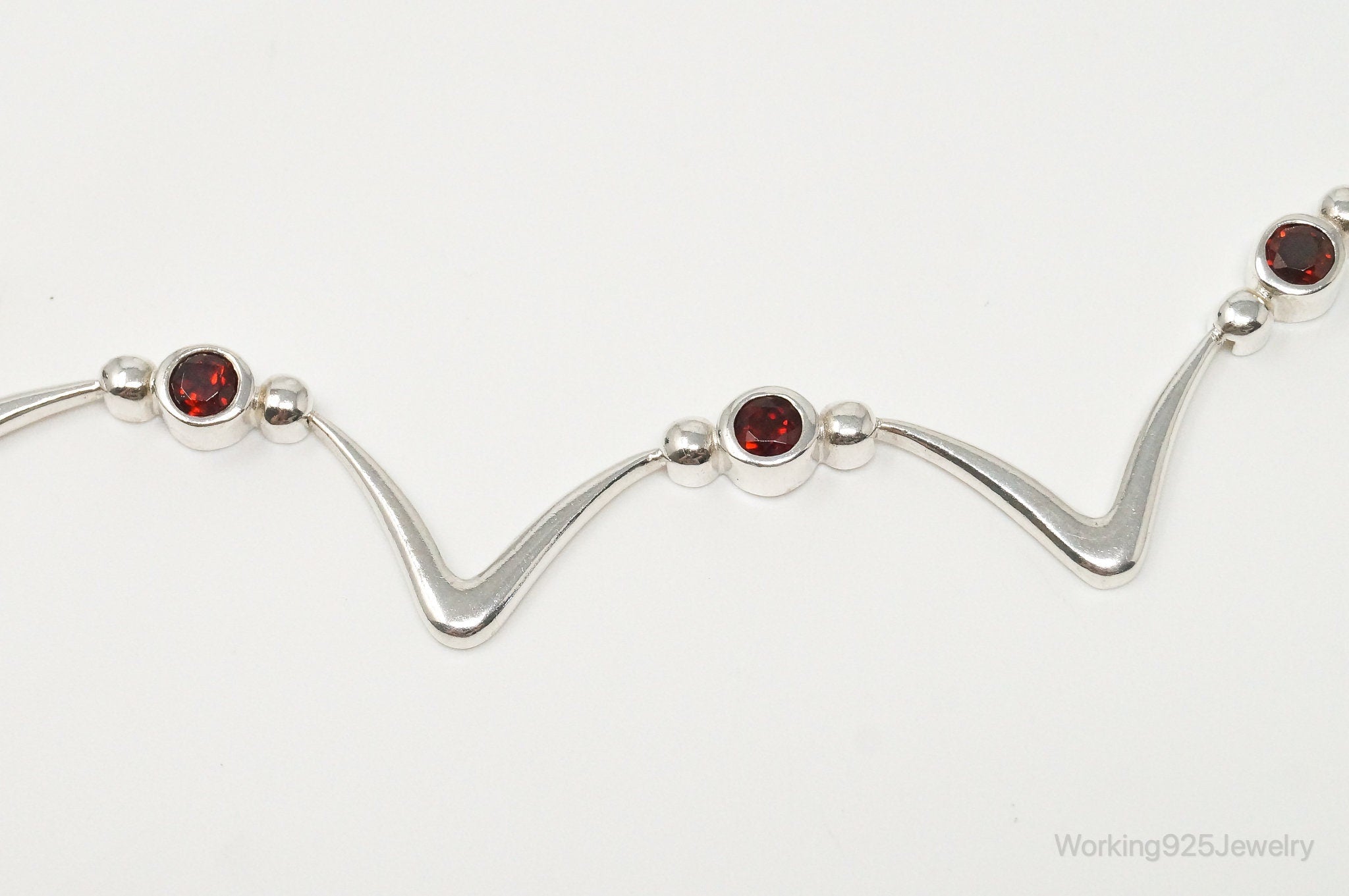 Vintage Modernist Style Garnet Sterling Silver Necklace | Jewelry > Necklaces > Pendants | Wiccan Center