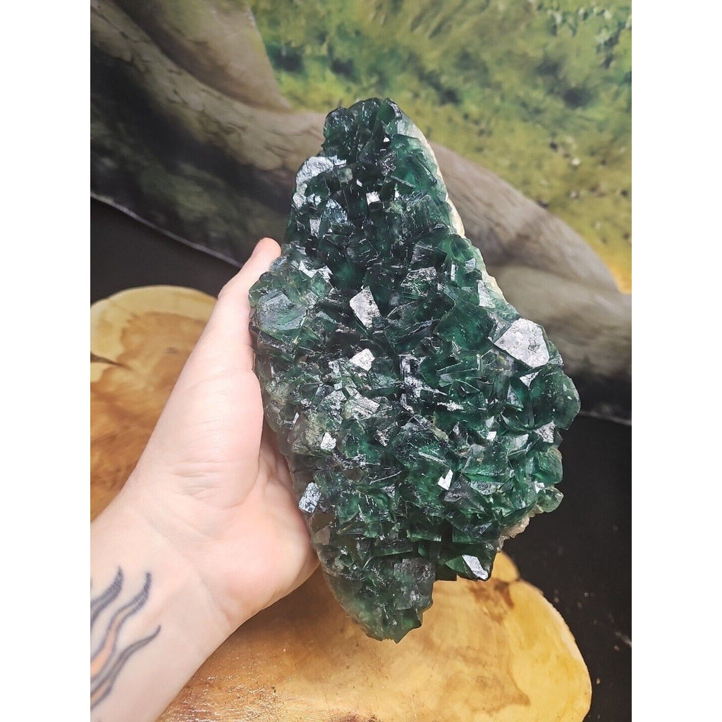 3.2lb NATURAL Green FLUORITE Quartz Crystal Cluster Mineral Specimen | Geodes & Clusters | Wiccan Center