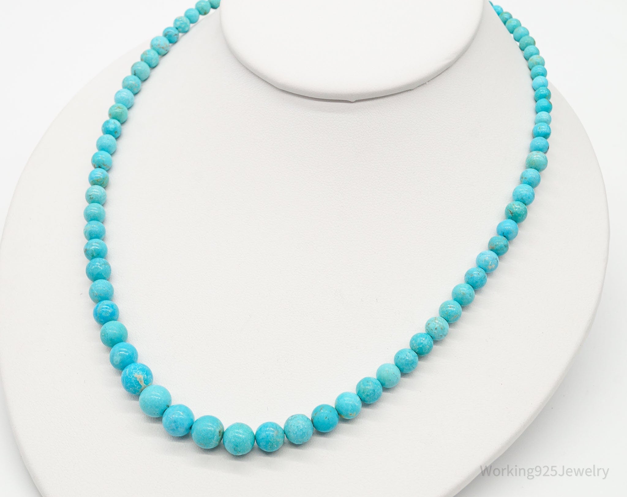 VTG Southwestern Desert Rose Trading Turquoise Bead Sterling Silver Necklace | Jewelry > Necklaces | Wiccan Center