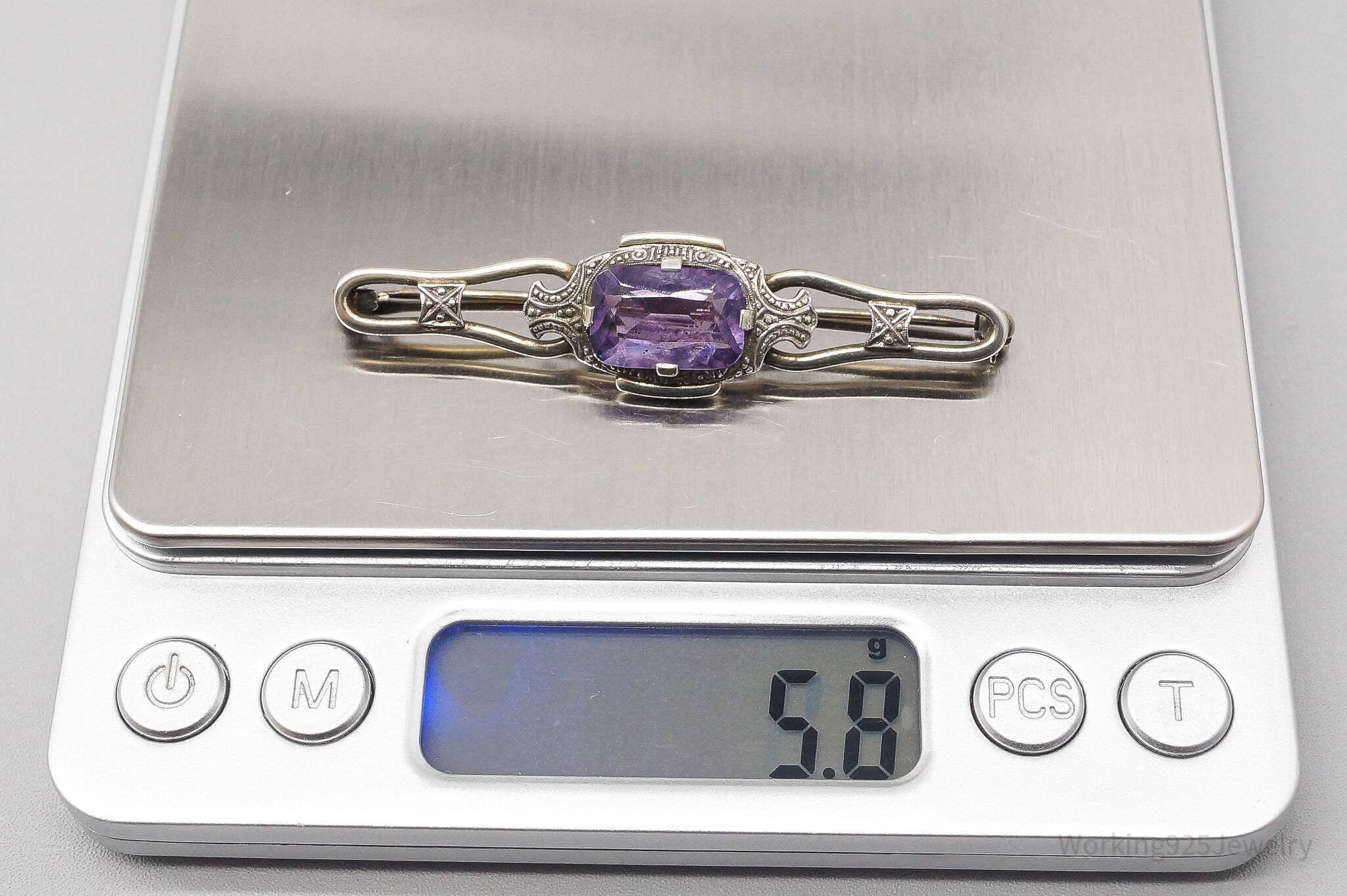 Antique Amethyst 835 Silver Pin Brooch | Jewelry > Brooches, Pins & Clips | Wiccan Center