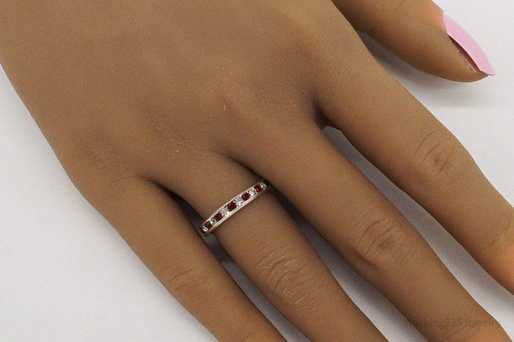 Vintage Red & White Crystal Sterling Silver Ring - Size 6.75 | Jewelry > Rings | Wiccan Center