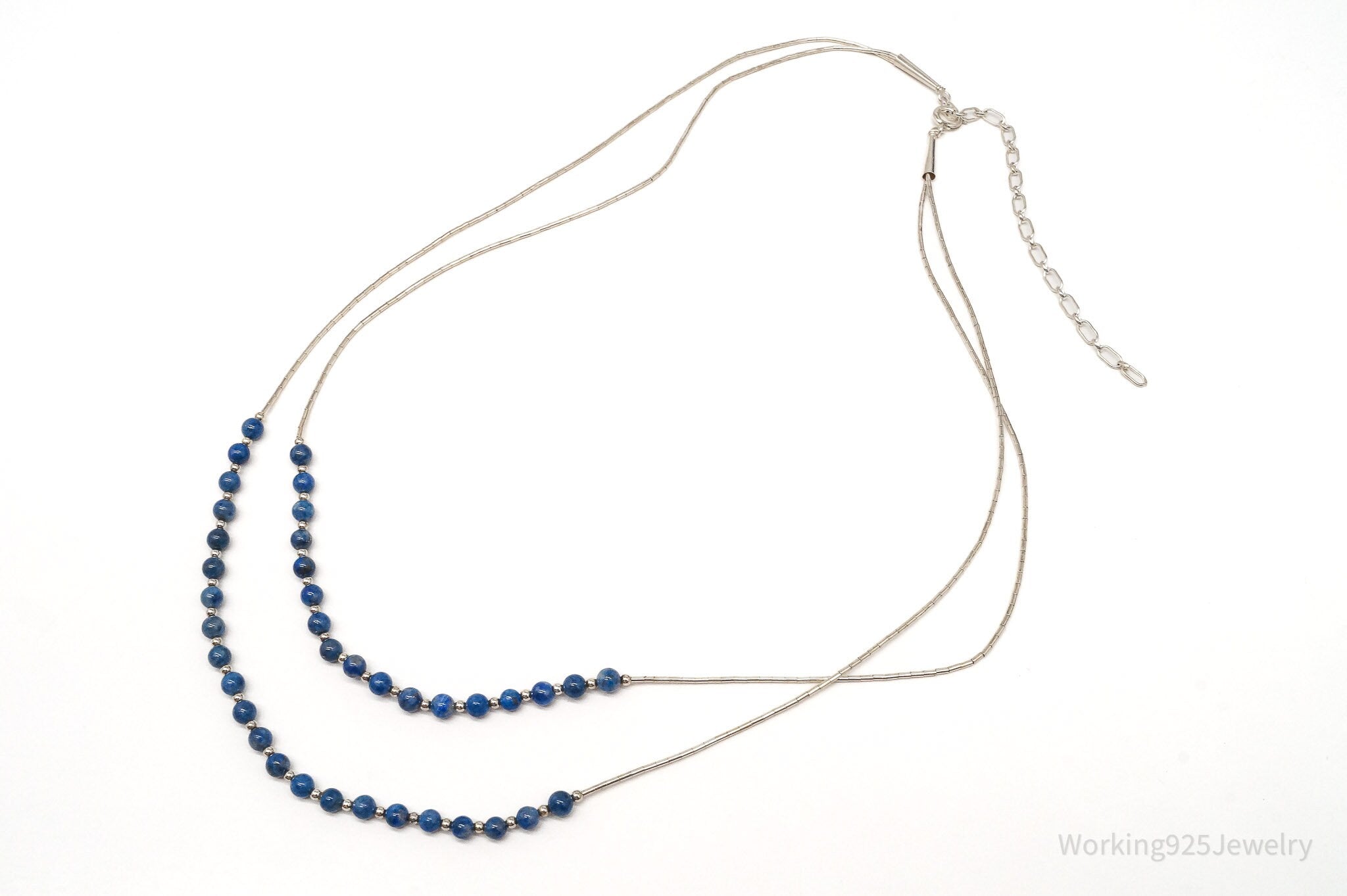 Vintage Southwest Carolyn Pollack Lapis Lazuli Bead Sterling Silver Necklace 23" | Jewelry > Necklaces | Wiccan Center