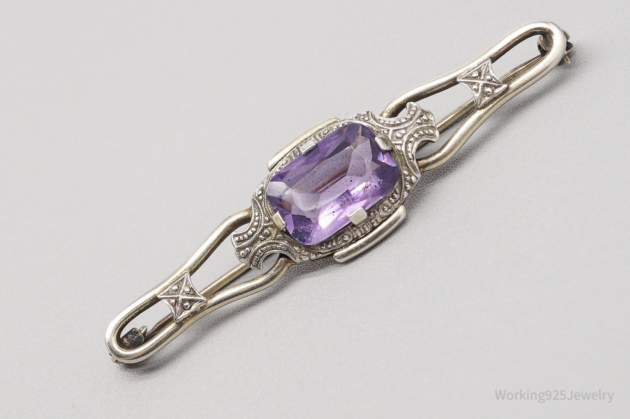 Antique Amethyst 835 Silver Pin Brooch | Jewelry > Brooches, Pins & Clips | Wiccan Center