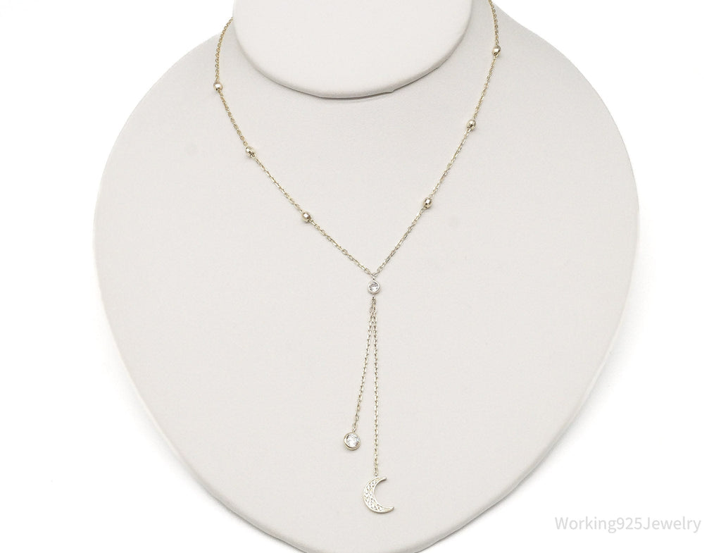 Vintage Cubic Zirconia Moon Charm Sterling Silver Necklace | Jewelry > Necklaces | Wiccan Center